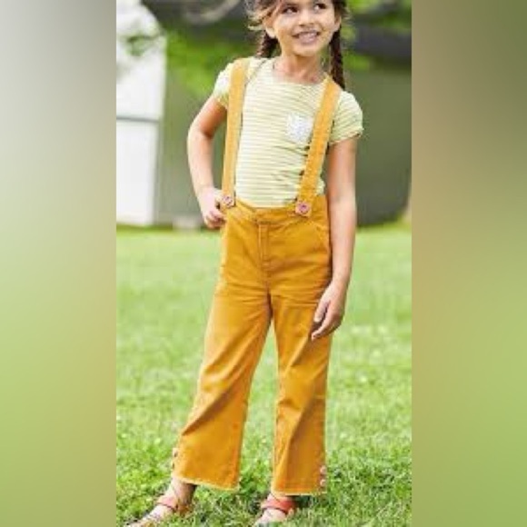 Matilda Jane New Path Bottoms mustard Yellow suspenders size 6 new with tags - Picture 1 of 10